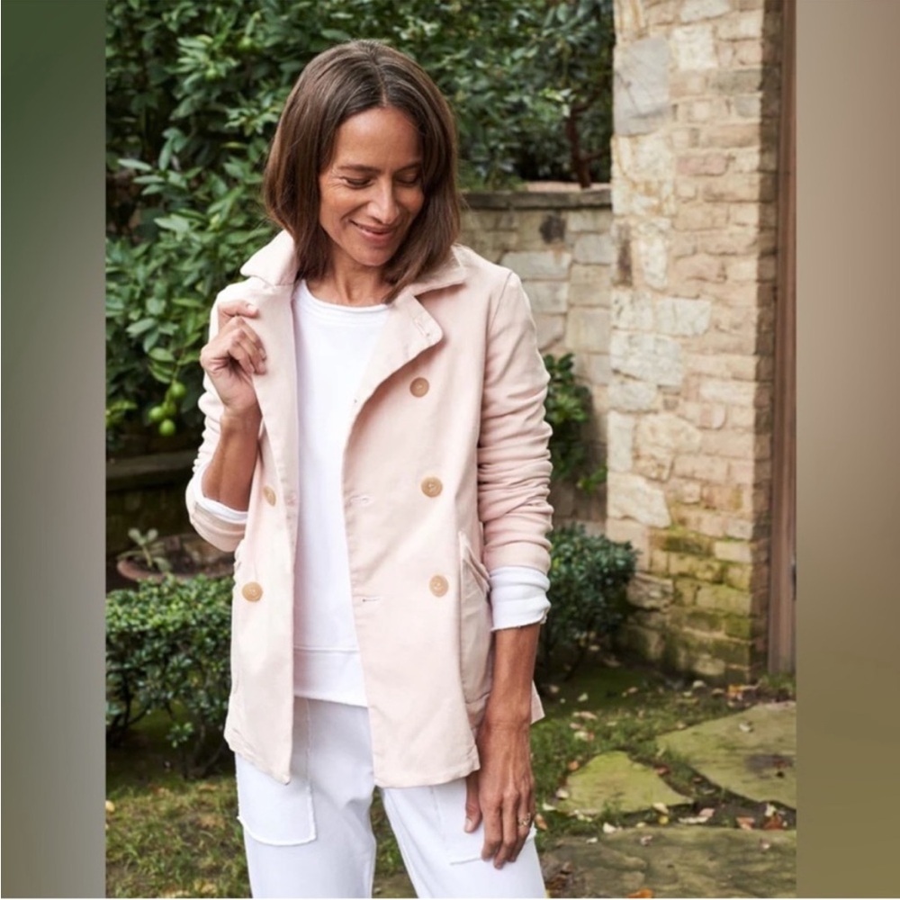 Frank & Eileen Belfast Double Breasted Peacoat Jacket Light Pink